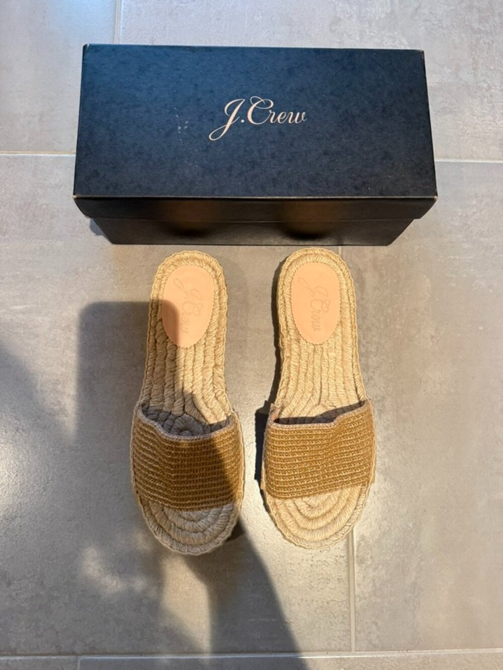 J.Crew Raffia Slip-On Espadrille Sandals